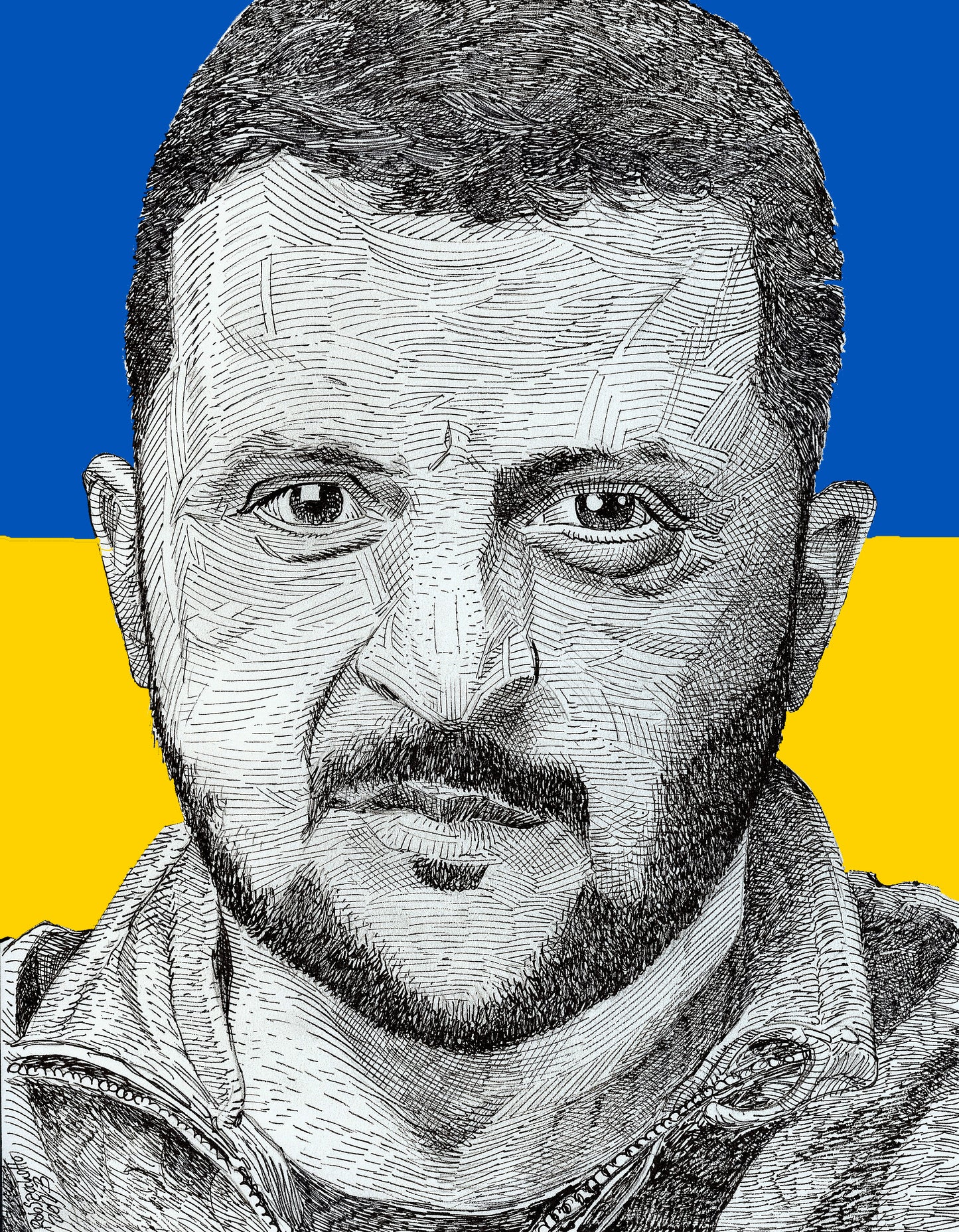 Volodomir Zelinsky Chaos Line Portrait w/Flag Colors