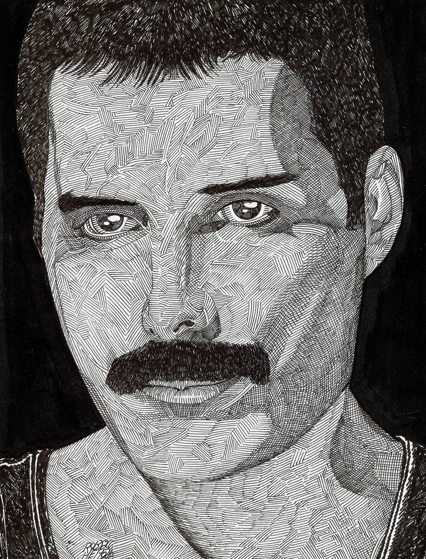 Freddy Mercury : Chaos Line Art Portrait