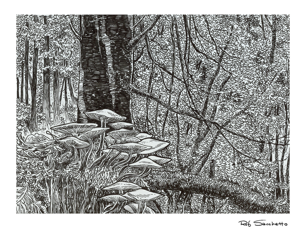 Mushrooms and Leaves