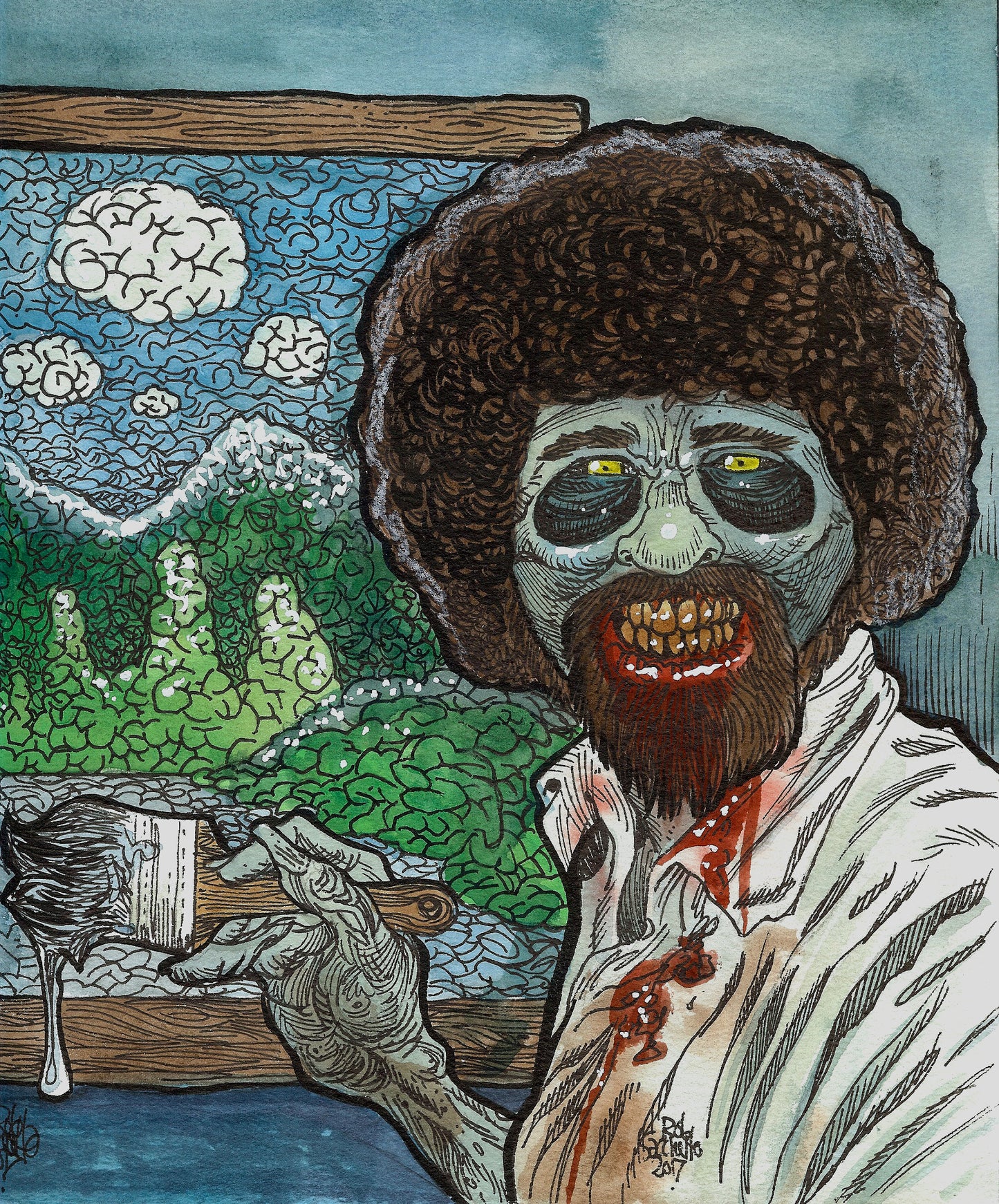 Bob Ross Zombie Portrait