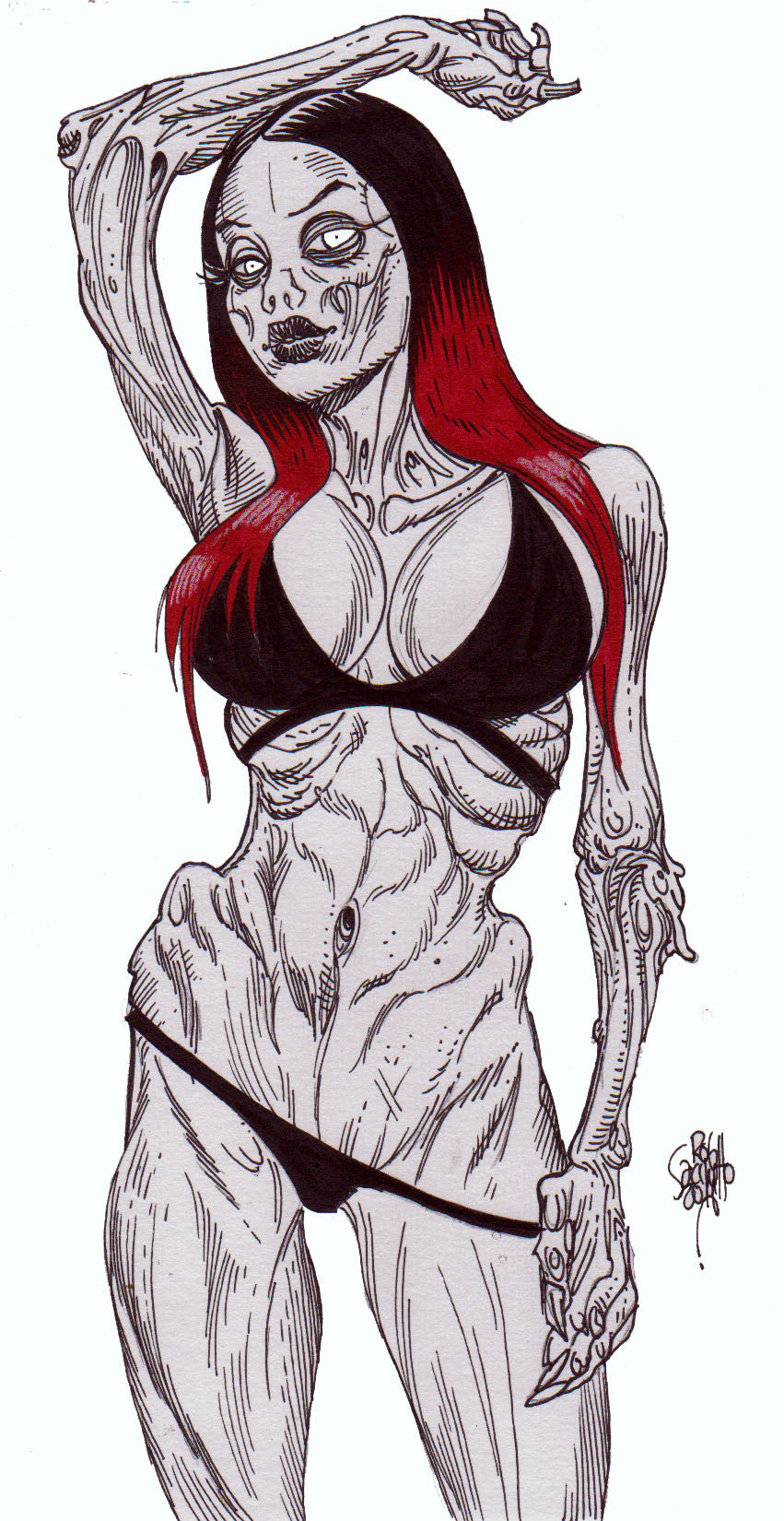 Zombie Pinup Diva : A Splash of Red