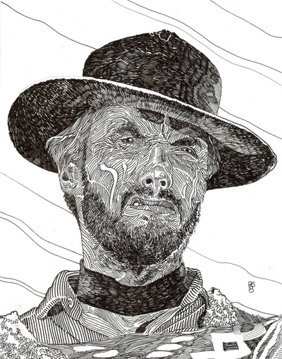 Clint Eastwood (As the Man With No Name) Chaos Line Portrait