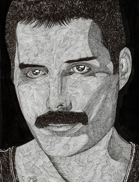 Freddy Mercury : Chaos Line Art Portrait