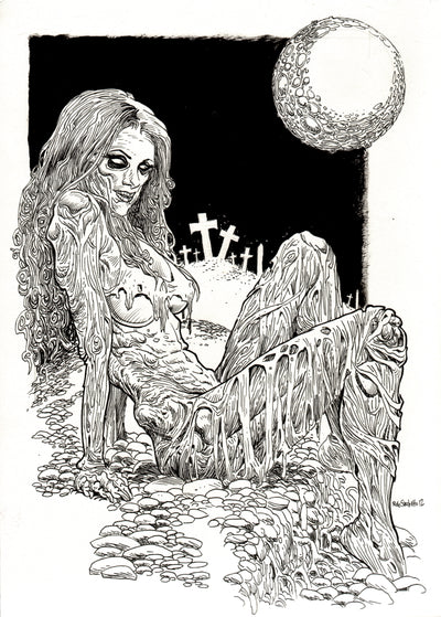Zombie Pinup Art : Night of the Moon Zombies