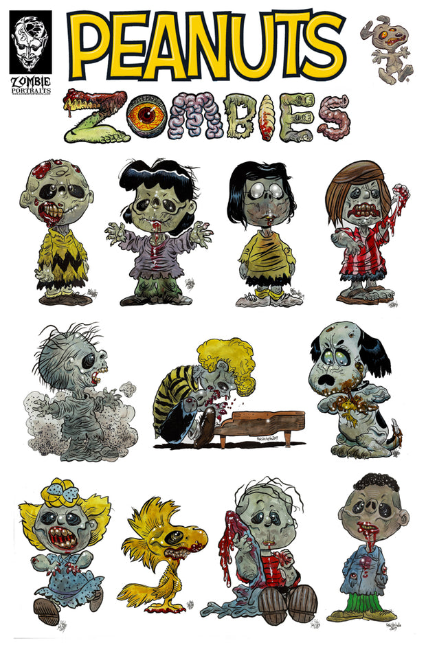 Zombie Art Poster : The Peanuts Gang