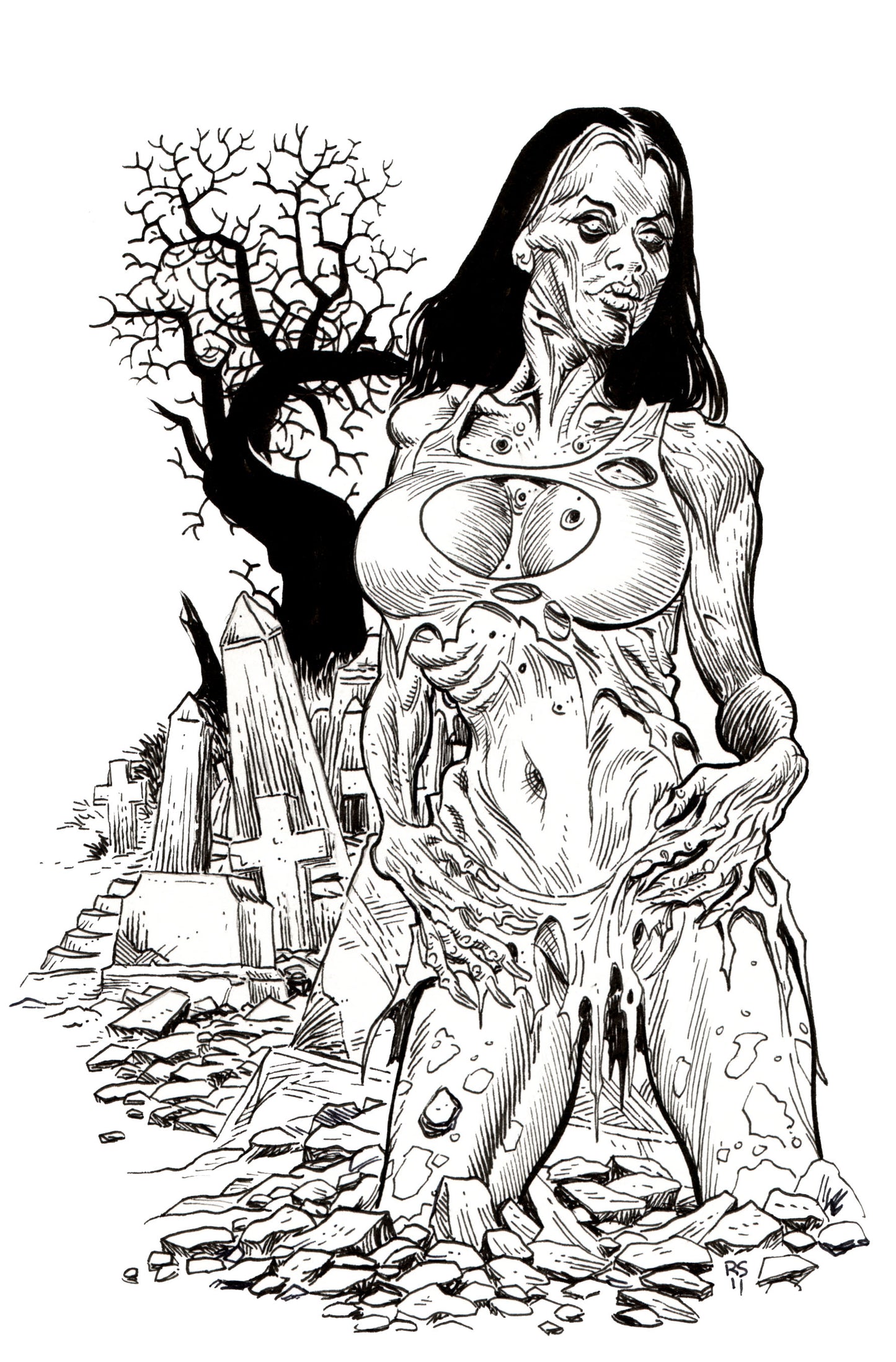 Zombie Pinup Diva : She's in the Yard